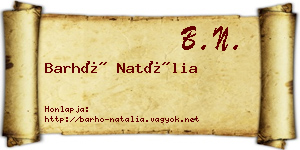 Barhó Natália névjegykártya